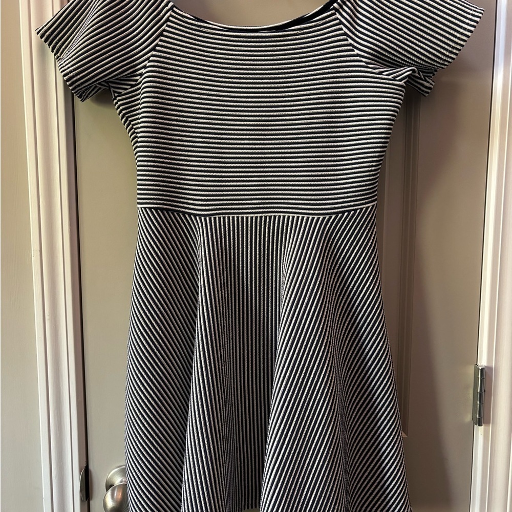 NWT Love Riche Navy Blue and White Striped Mini Dress - Picture 6 of 8